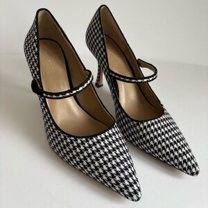 Ann Taylor Black White Houndstooth Heels Mary Jane’s Size 9M EUC